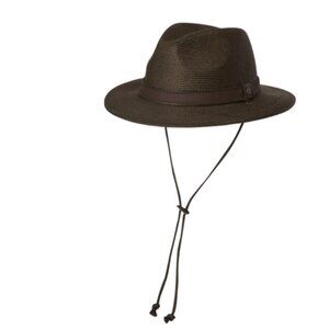 Kooringal Unisex Brown Safari Hamilton Hat, M/L Chin cord , brown leather band